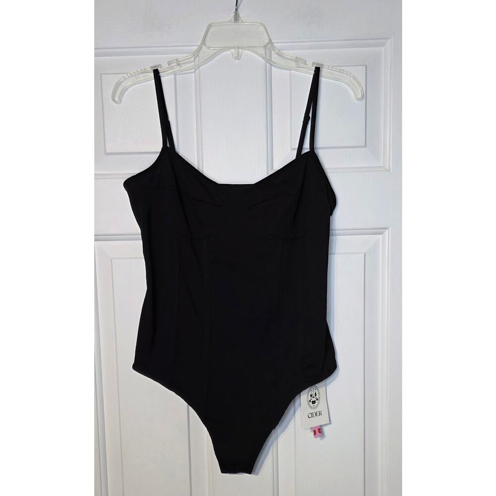 Cider Womens Black Bodysuit Sleeveless Size L One‎ Piece NWT
